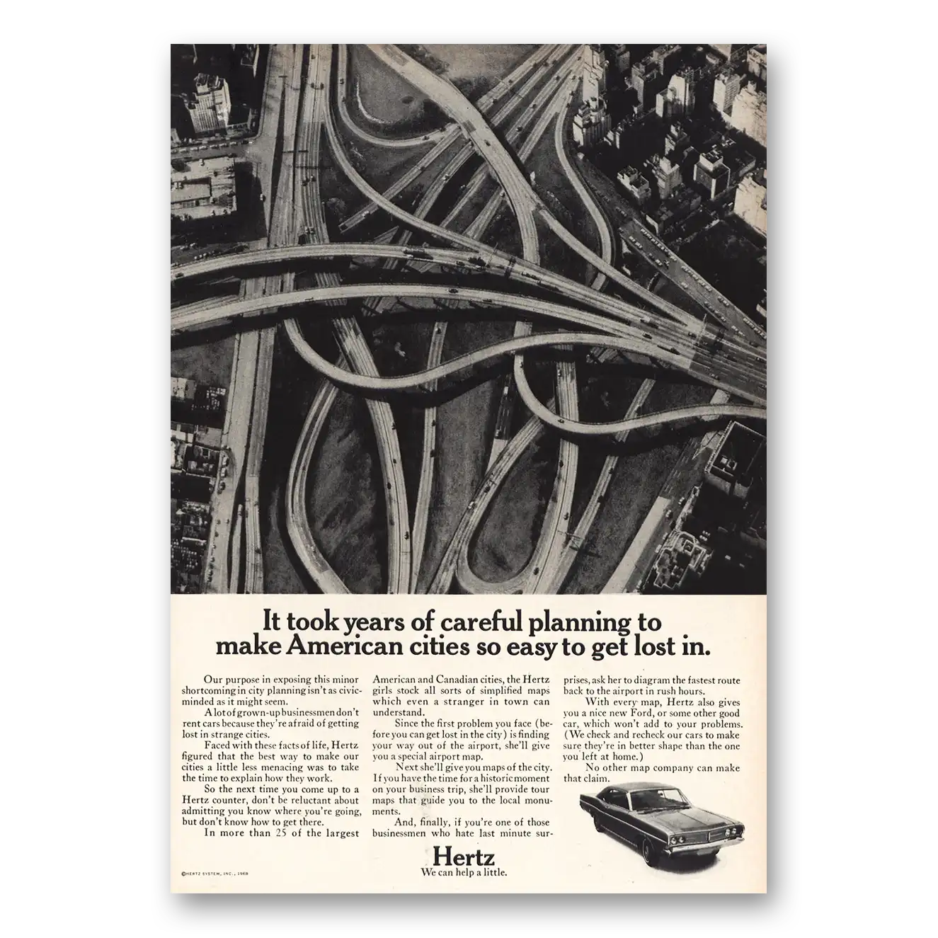 1968 Hertz Rent a Car Print Ad | American Cities