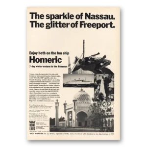 1968 Home Lines Print Ad | Sparkle Of Nassau Glitter Of Freeport