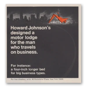 1968 Howard Johnson Print Ad | Longer Beds