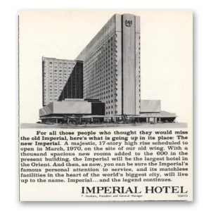 1968 Imperial Hotel Print Ad | People Who Thought They Would Miss