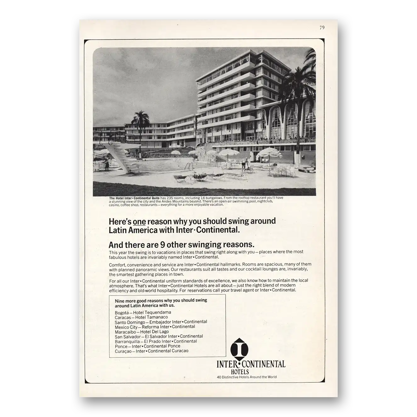 1968 InterContinental Hotels Print Ad | Latin America