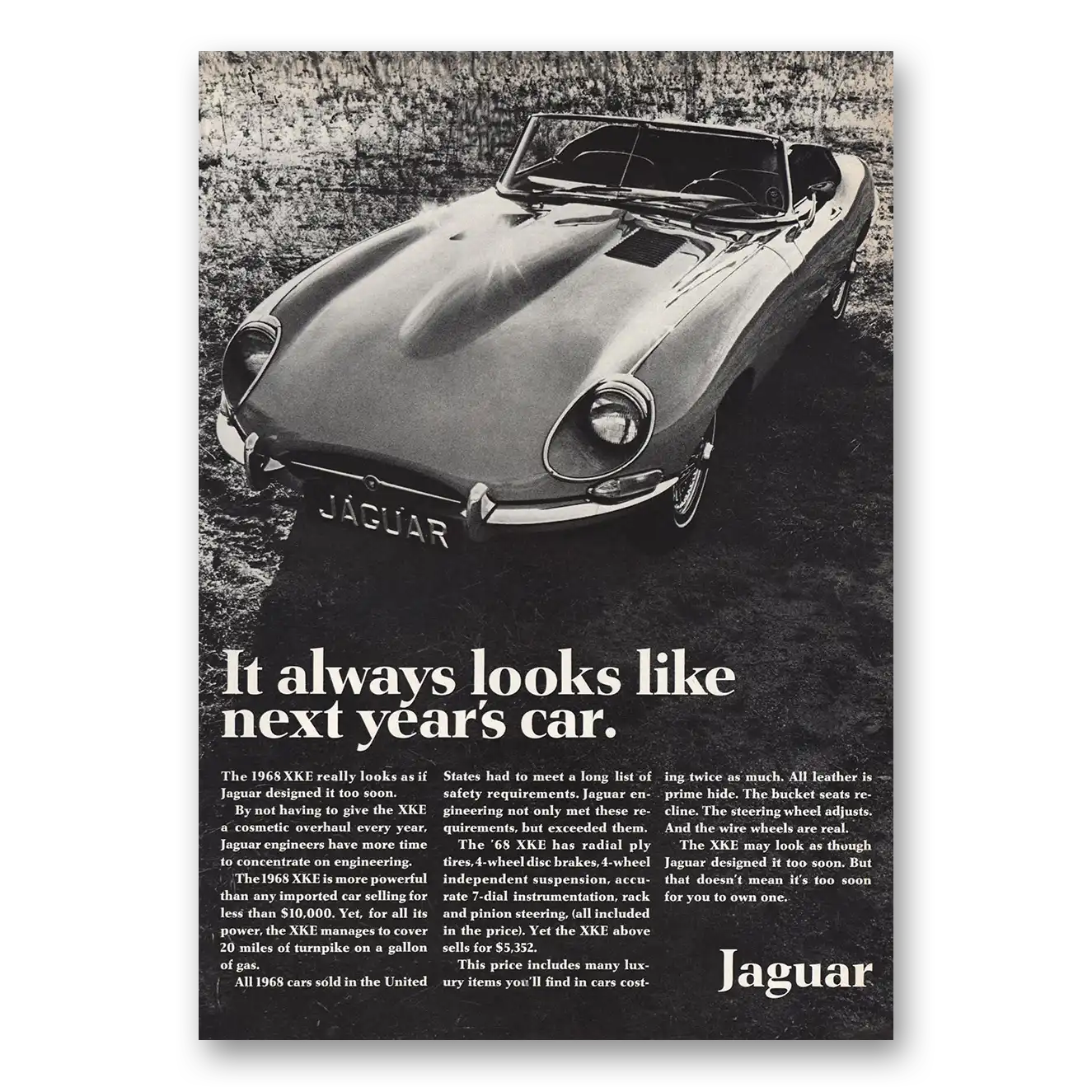1968 Jaguar Print Ad | Always Looks Like Next Years Car