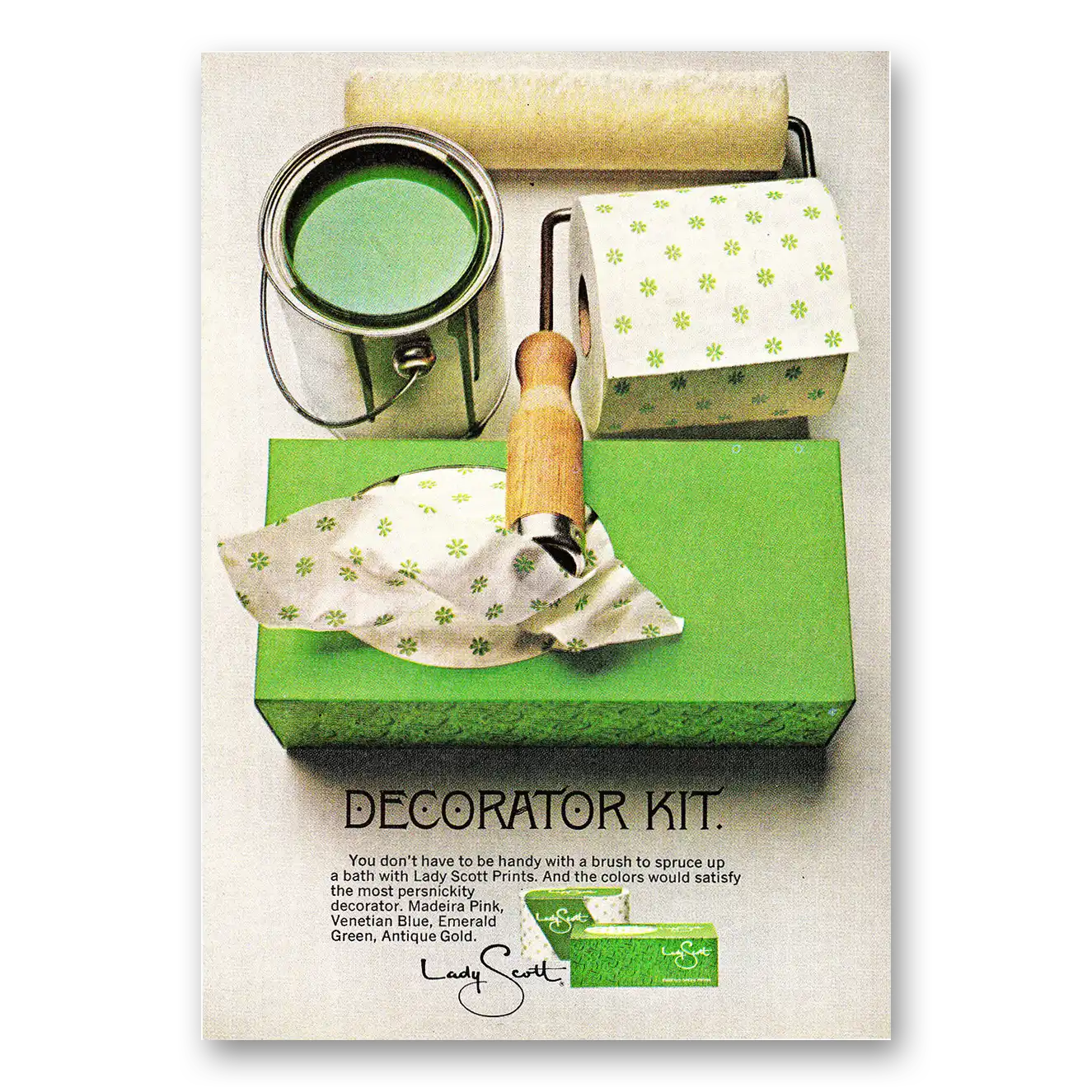 1968 Lady Scott Tissue Print Ad | Decorator Kit
