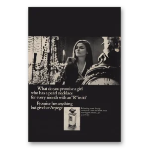 1968 Arpege Perfume Print Ad | Pearl Necklace