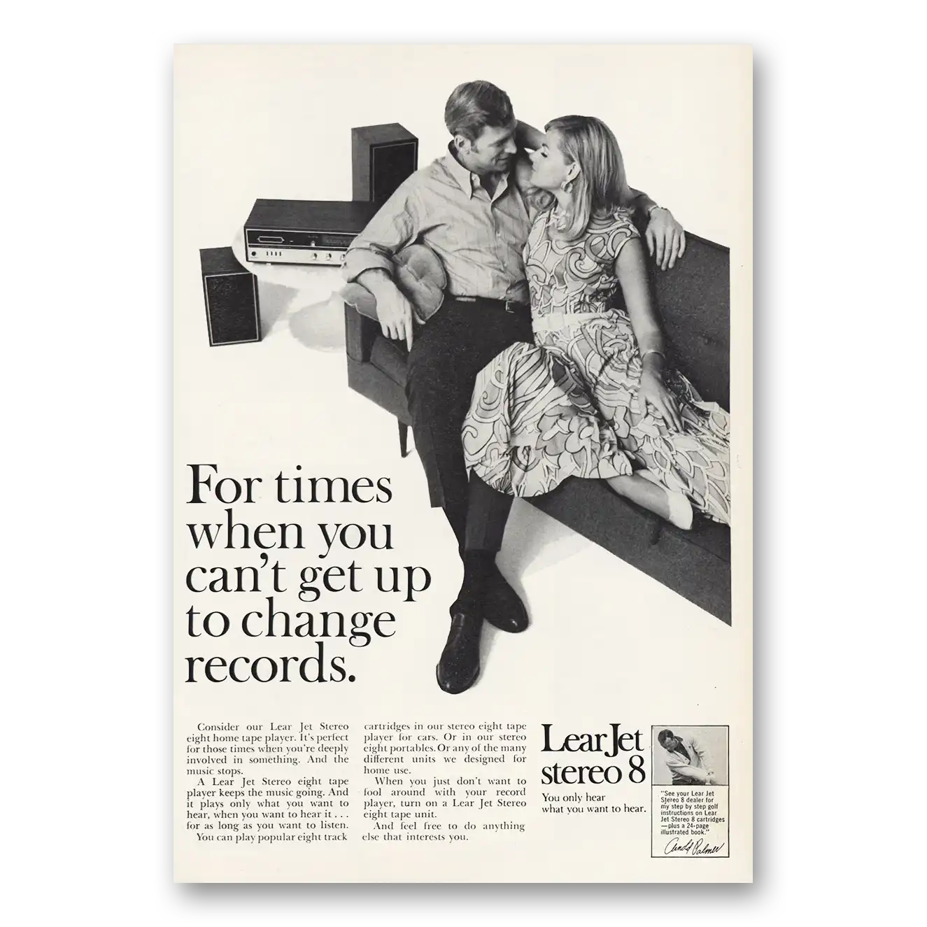 1968 Lear Jet Stereo Print Ad | For Times When You Cant Get Up