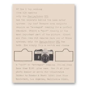 1968 Mamiya Camera Print Ad | Sekor Dtl
