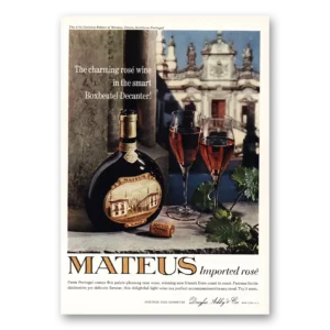 1968 Mateus Rose Print Ad | Boxbeutel Decanter