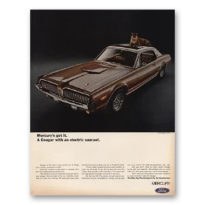1968 Mercury Cougar Print Ad | Electric Sunroof