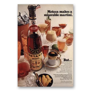 1968 Metaxa Print Ad | Makes Miserable Martini
