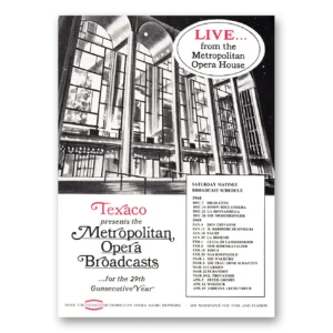 1968 Metropolitan Opera Broadcasts Promo Print Ad | Saturday Matinee