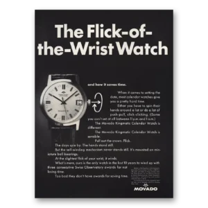 1968 Movado Watch Print Ad | Flick Wrist