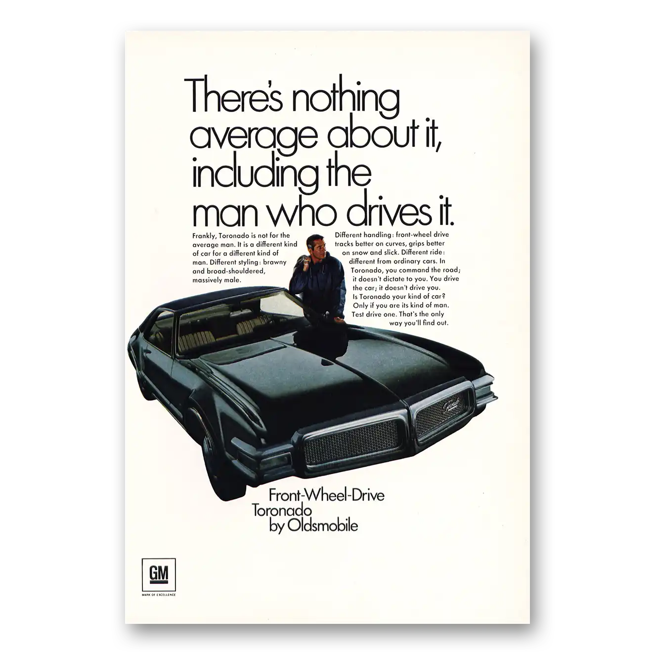 1968 Oldsmobile Toronado Print Ad | Nothing Average About It
