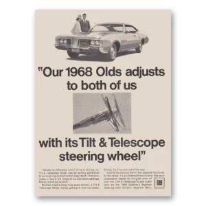 1968 Oldsmobile Tilt and Telescope Steering Wheel Print Ad | Adjusts