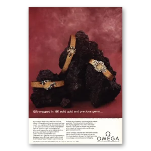 1968 Omega Watch Print Ad | 18k Solid Gold And Precious Gems