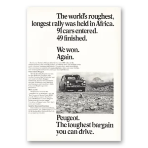 1968 Peugeot Print Ad | Worlds Roughest Longest Rally Africa