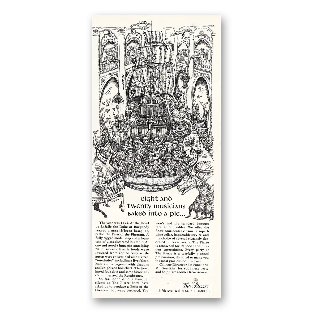 1968 Pierre Hotel Print Ad | Musicians