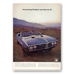 1968 Pontiac Ram Air II Convertible Print Ad | Grooms 340 Hp