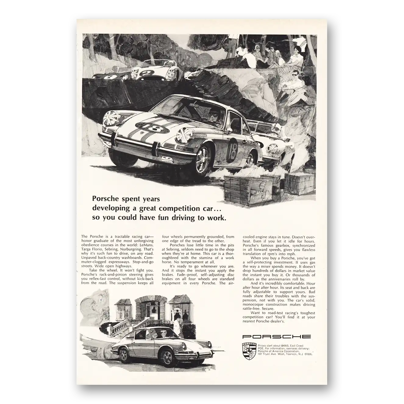1968 Porsche Print Ad | Have Fun Driving To Work