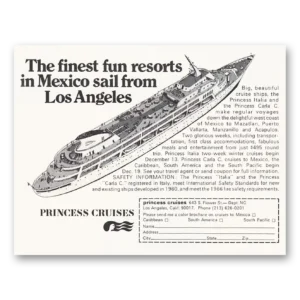 1968 Princess Cruises Print Ad | Finest Fun Resorts