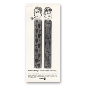 1968 Rooster Ties Print Ad | People Are Incurable Romantics