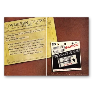 1968 Schick Krona Chrome Razor Print Ad | Western Union