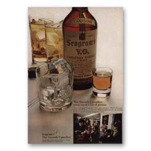 1968 Seagrams VO Whisky Print Ad | Turns Up Lot Of Parties
