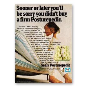 1968 Sealy Posturepedic Mattress Print Ad | Sooner Or Later