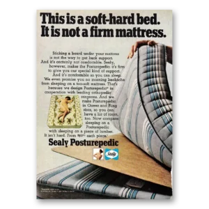 1968 Sealy Posturepedic Mattress Print Ad | Soft Hard Bed