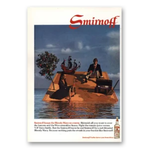 1968 Smirnoff Vodka Print Ad | Keeps Bloody Mary On Course