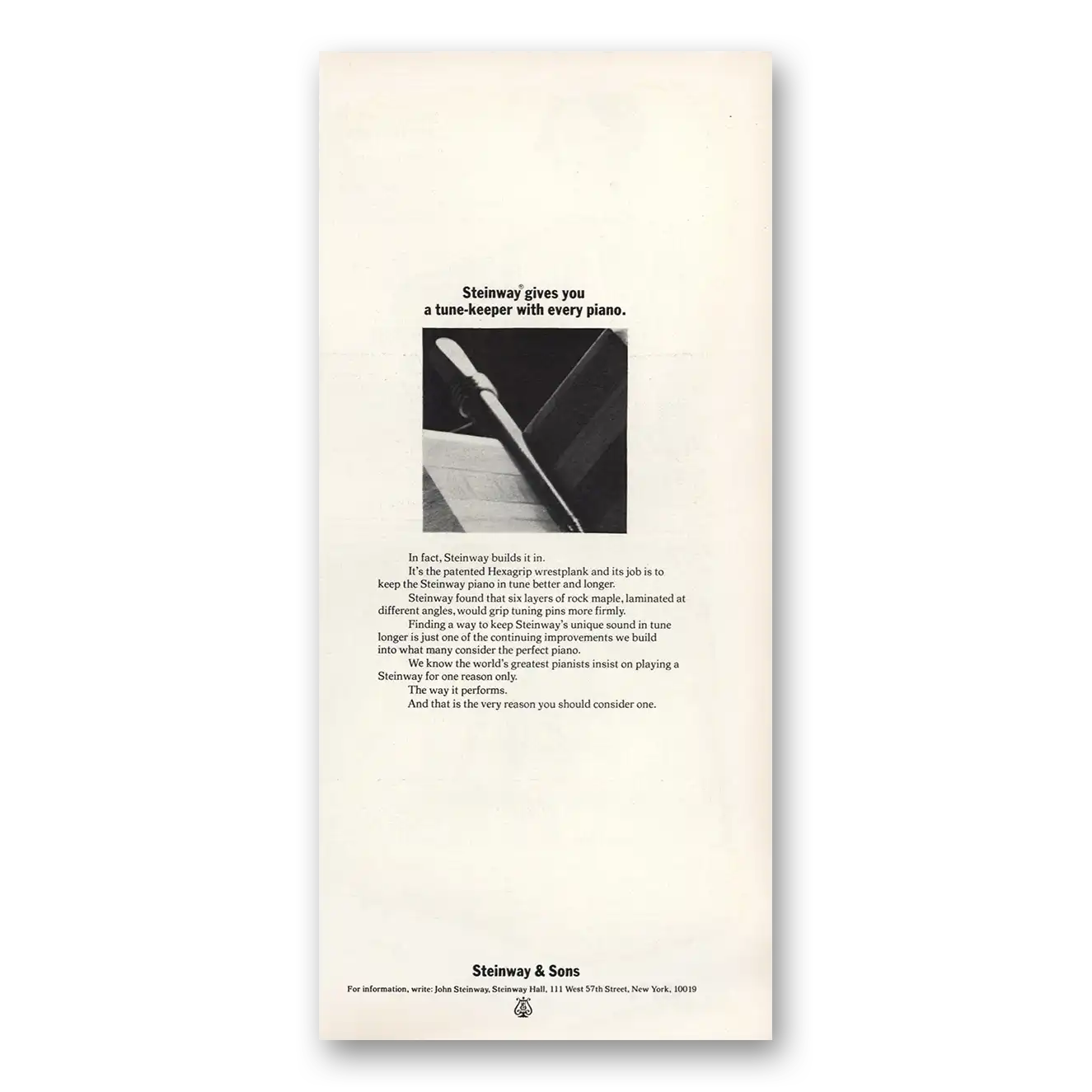 1968 Steinway Piano Print Ad | Tune Keeper