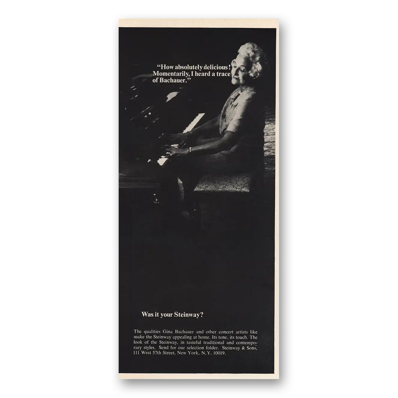 1968 Steinway Piano Print Ad | How Absolutely Delicious