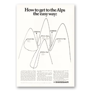 1968 Swissair Print Ad | Get To The Alps Easy Way