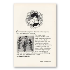 1968 Swissair Print Ad | Backyard Skiing Heide