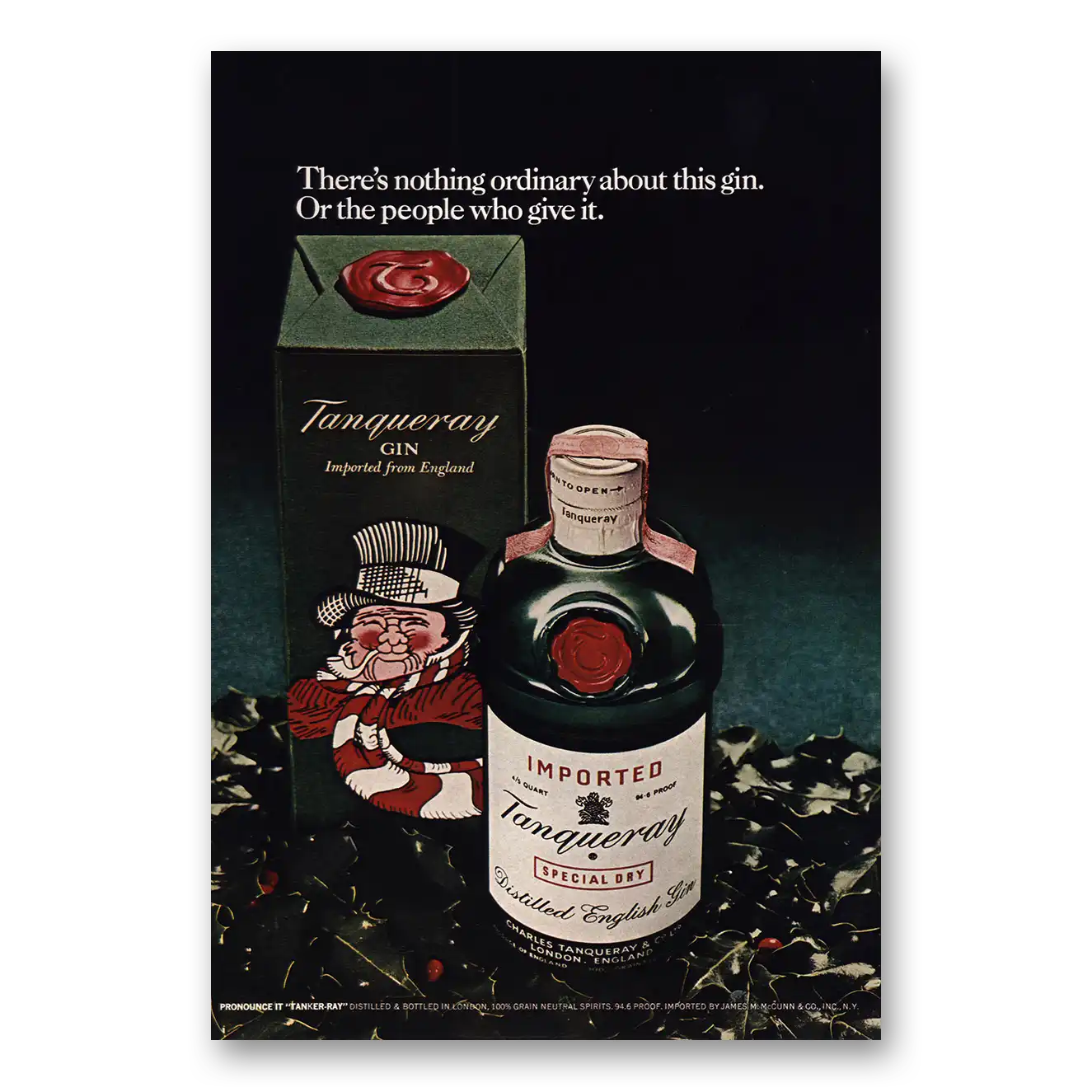 1968 Tanqueray Gin Print Ad | Nothing Ordinary Chirstmas