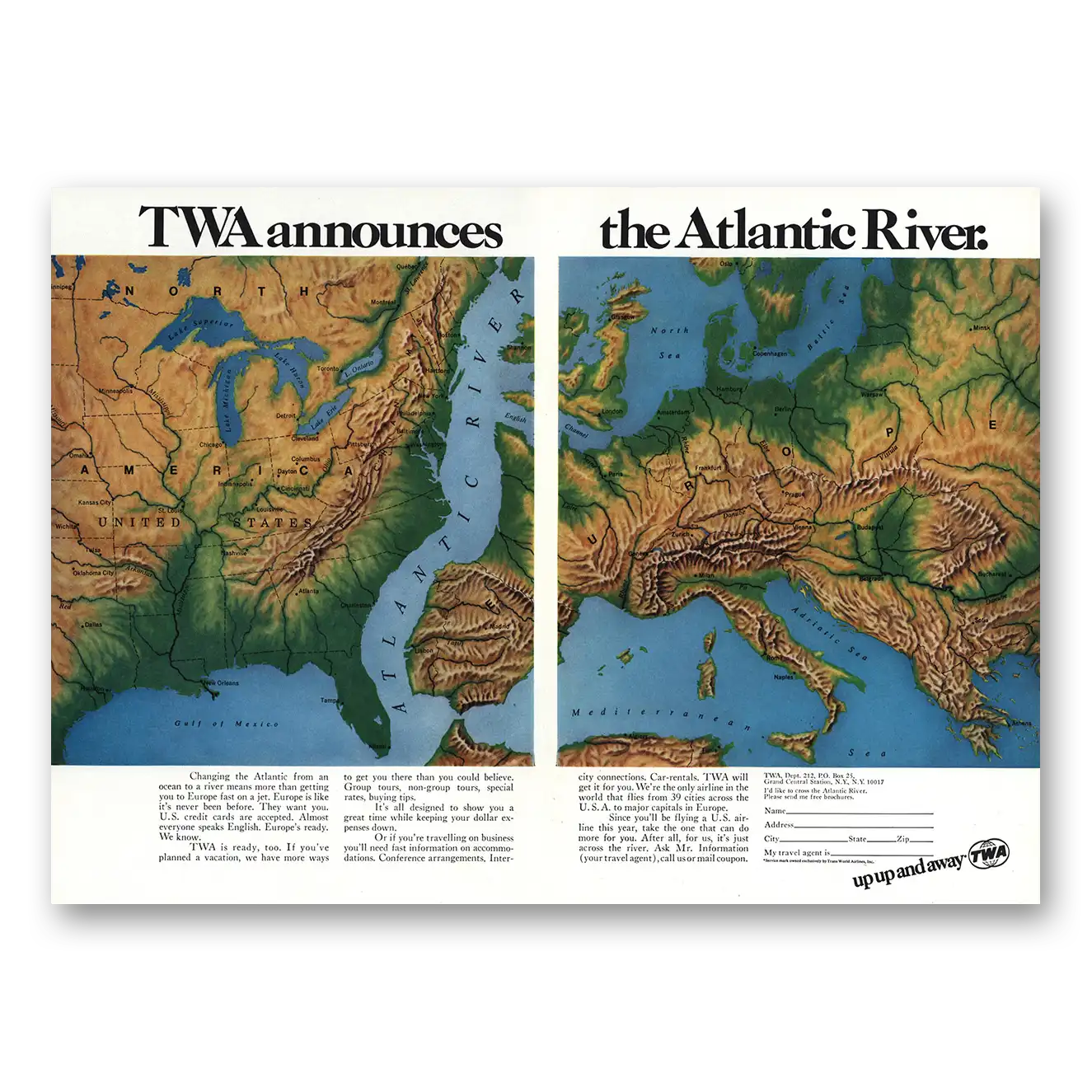 1968 TWA Airlines Print Ad | Atlantic River