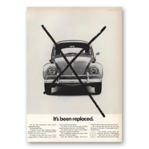 1968 Volkswagen Beetle Print Ad | Its Been Replaced