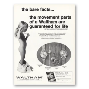 1968 Waltham Watch Print Ad | Bare Facts