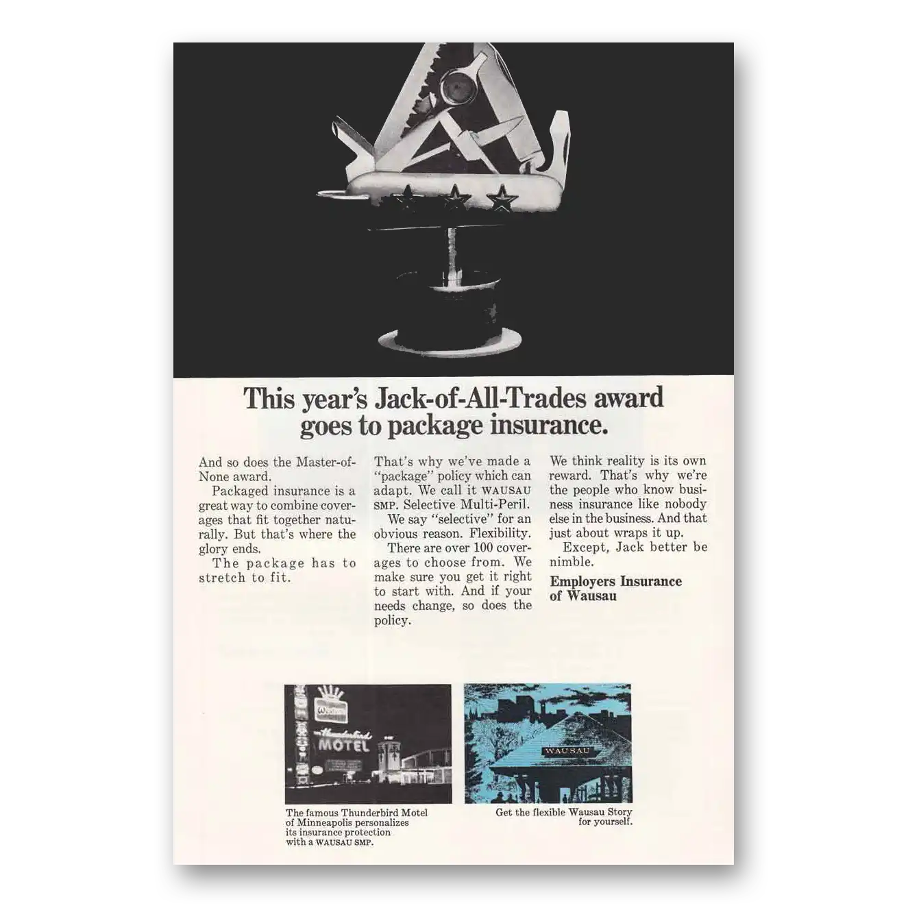 1968 Employers Insurance of Wausau Print Ad | Jack All Trades
