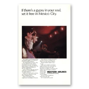 1968 Western Air Lines Print Ad | Gypsy In Your Soul Mexico City