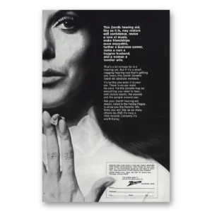 1968 Zenith Hearing Aid Print Ad | Tiny