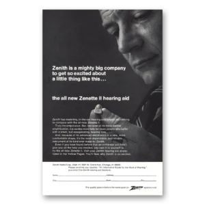 1968 Zenith Zenette Hearing Aid Print Ad | Mighty Big