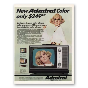 1969 Admiral Television Print Ad | Color Picture Tube Warranty