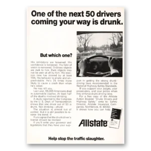 1969 Allstate Insurance Print Ad | 50 Drivers