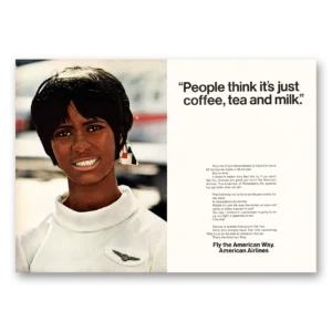 1969 American Airlines Print Ad | People Think Its Just Coffee