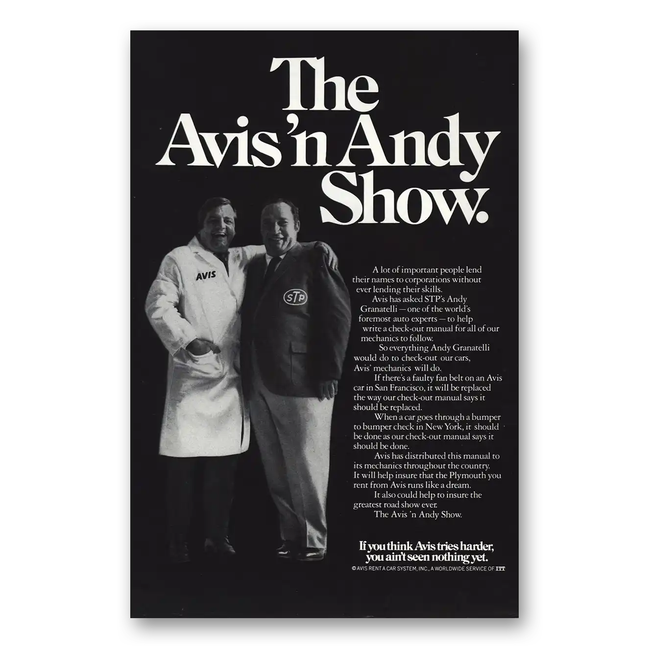 1969 Avis Rent a Car Print Ad | Andy Granatelli
