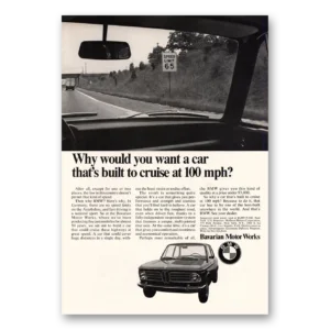 1969 BMW Print Ad | Built To Cruise At 100 Mph