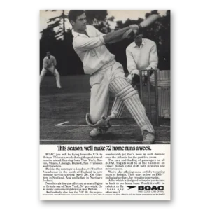 1969 British Airways BOAC Print Ad | 72 Home Runs