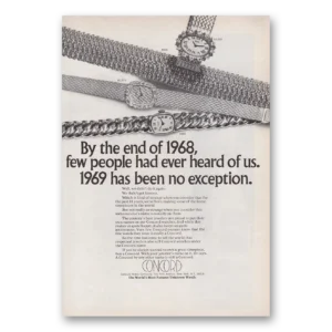 1969 Concord Watch Print Ad | By End