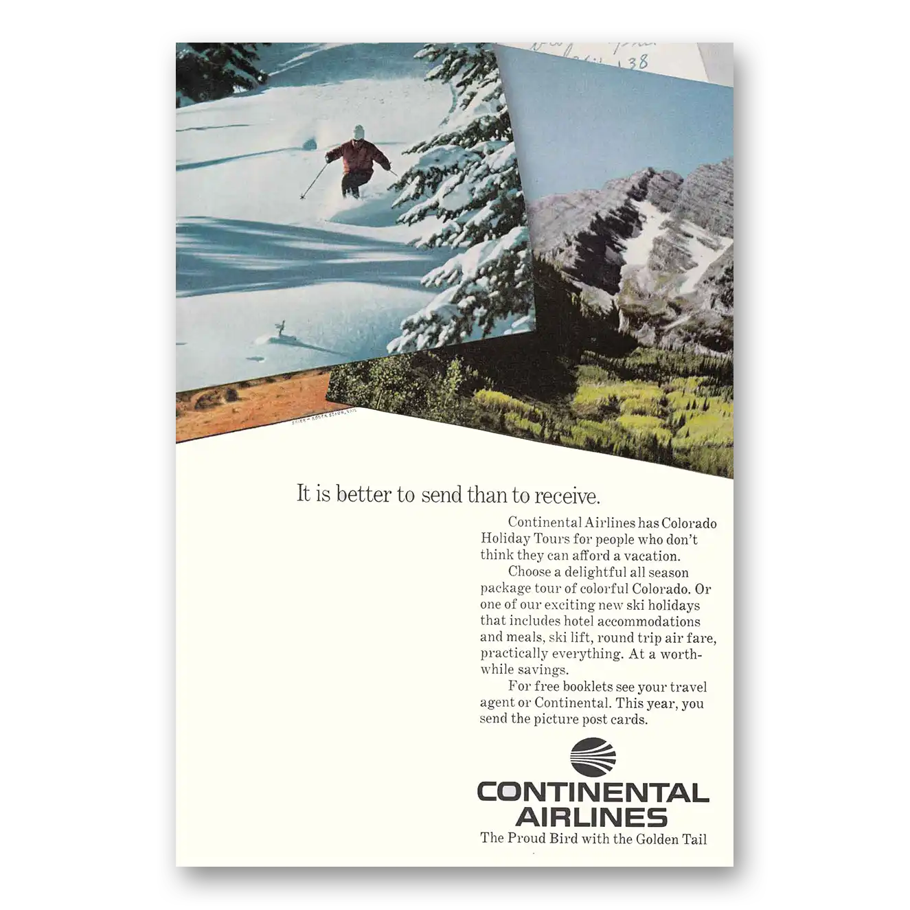 1969 Continental Airlines Print Ad | Better To Send