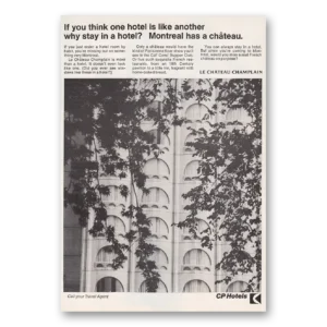 1969 Le Chateau Champlain Print Ad | One Hotel